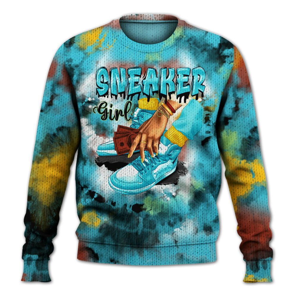 Knitted Sweater To Match SB Dunk Di'Orr Greenwood - SNEAKER Girl Money Drip Tie Dye