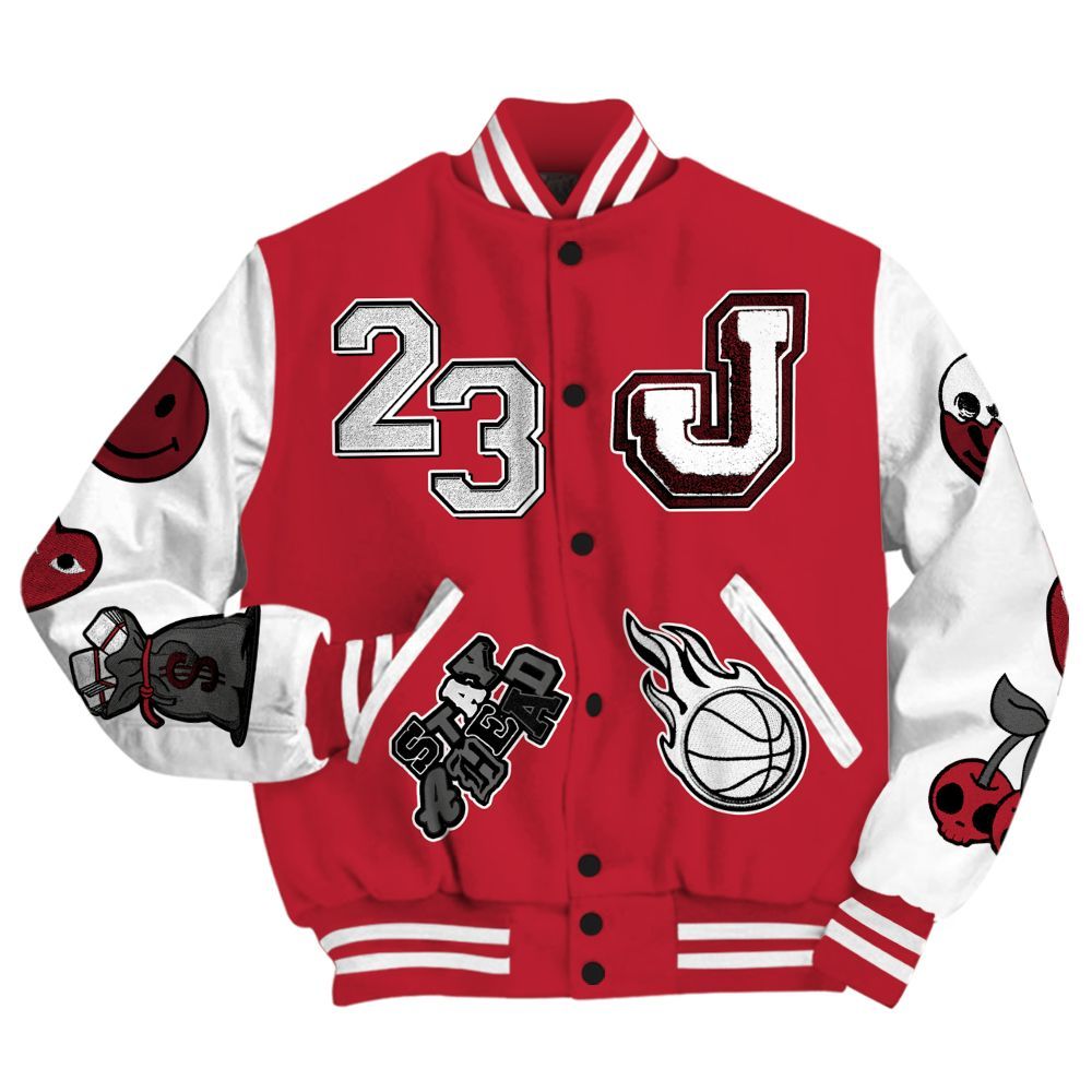 Varsity Jacket To Match Red Flint 13s - Hustles Money Number 23 All Over Print