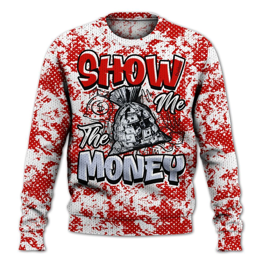 Knitted Sweater To Match Fire Red 6s - Show Me The Money Retro