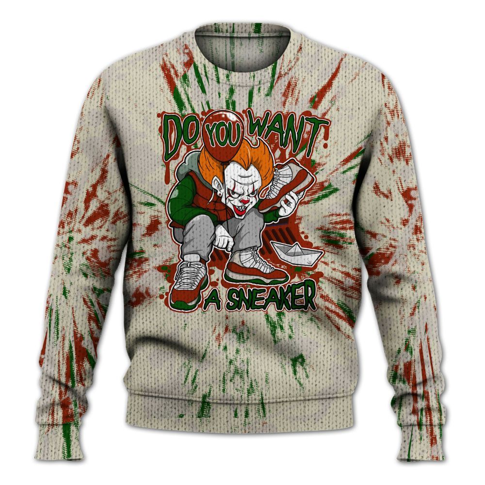 Knitted Sweater To Match El Grito 5s - Clown Scary Sneakers Graphic Halloween