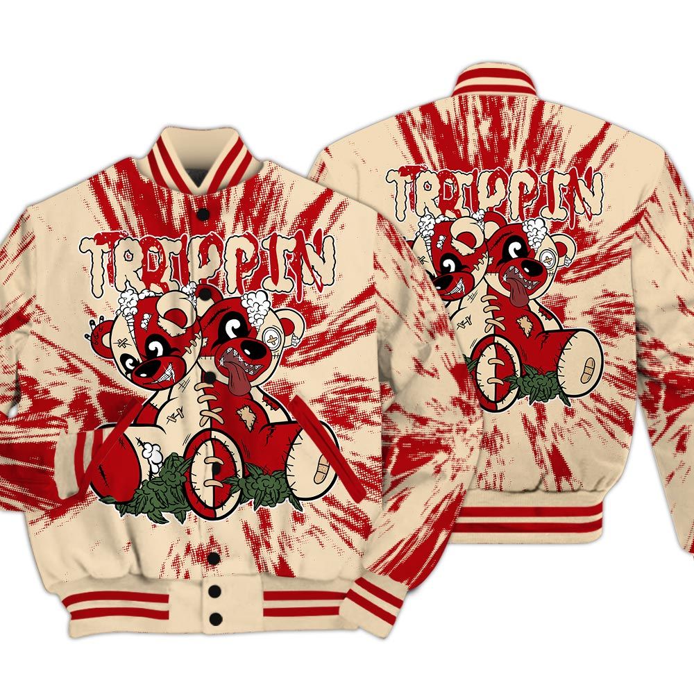 Varsity Jacket To Match Dunk Low Strawberry Waffle - Trippin Bear Luxury Varsity Jacket Unisex