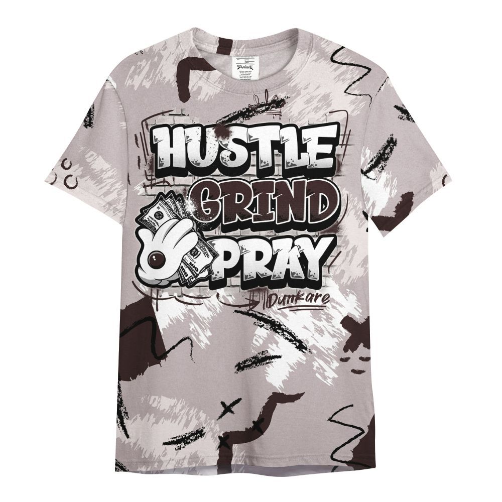 Shirt To Match AMM Air Smokey Mauve 6s - Hustle Grind Pray Graphic Street Style All Over Print
