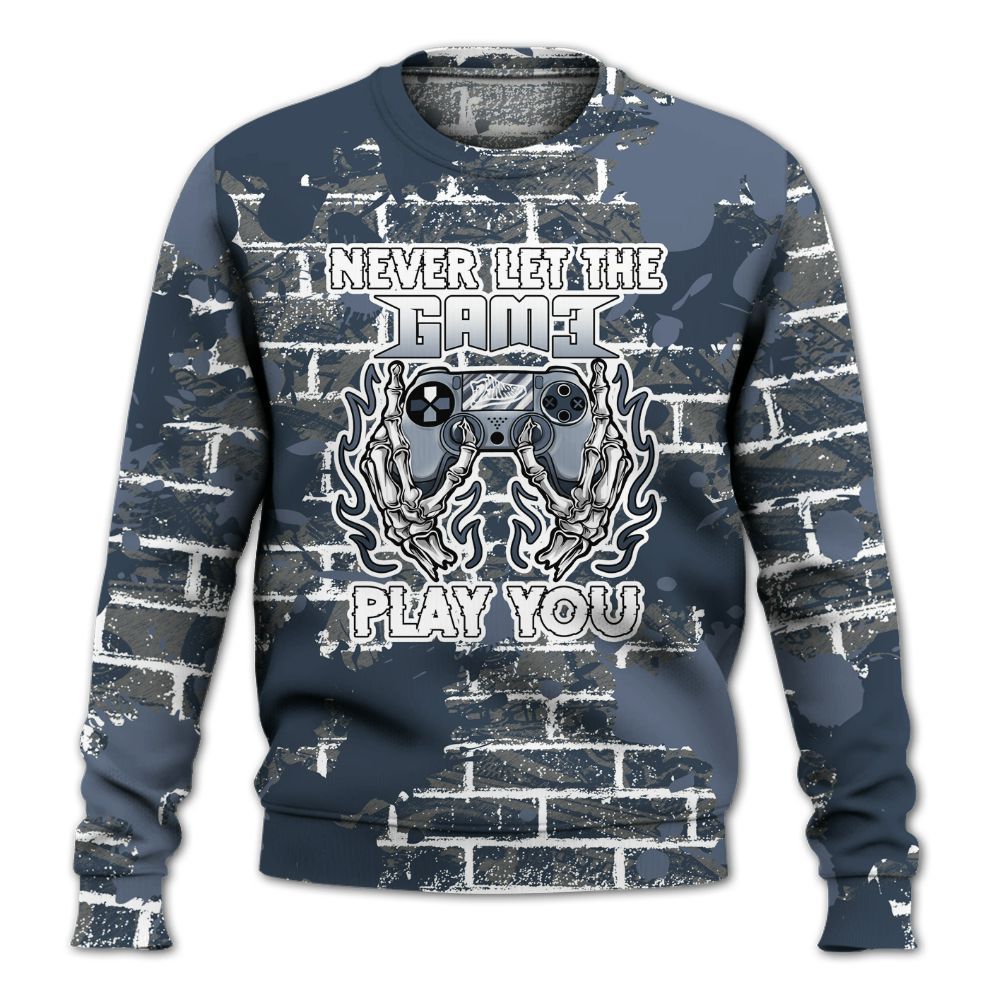 Sweatshirt To Match Low Diffused Blue 11s - PlayGame Skull Brick All Over Print
