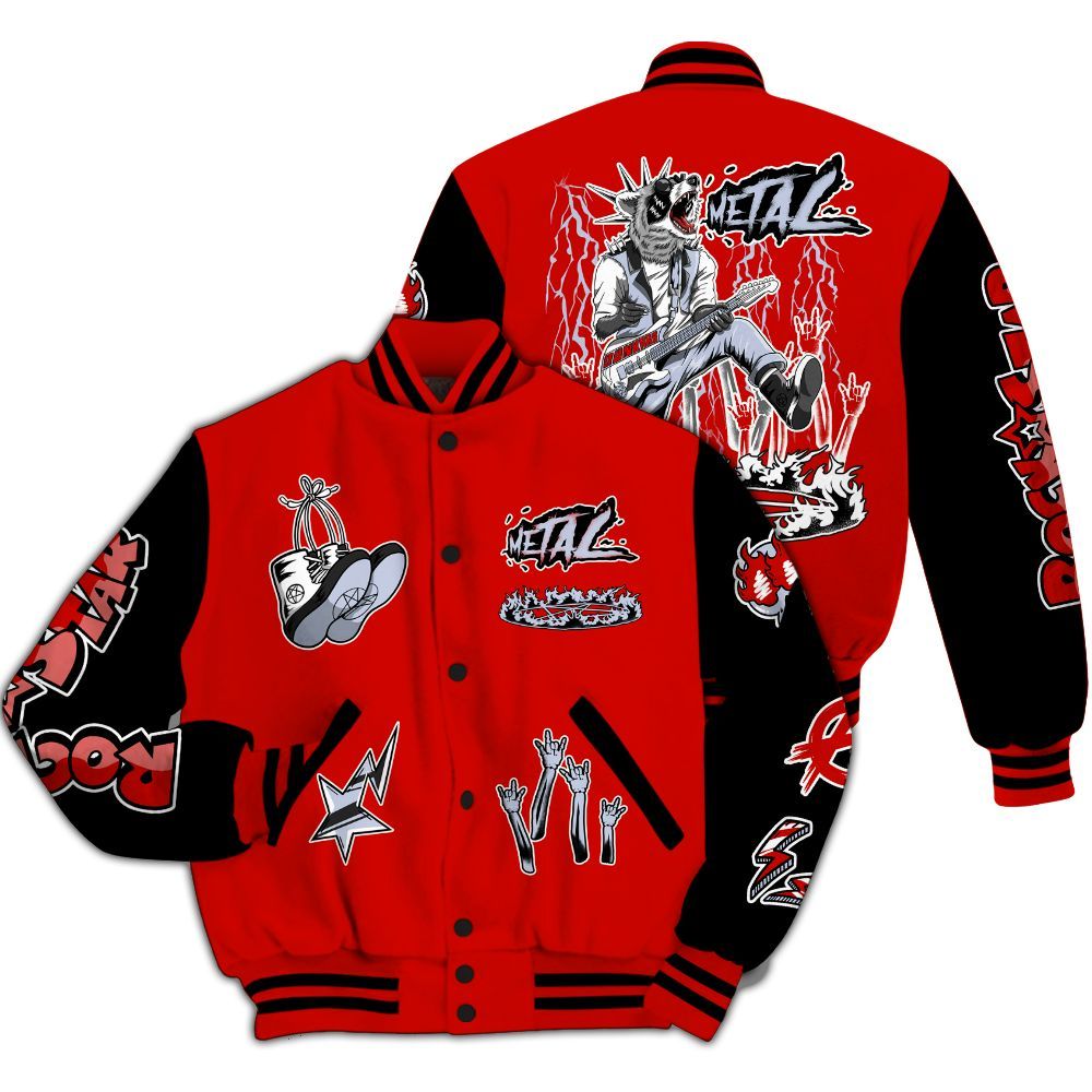 Varsity Jacket To Match Fire Red 6s - Punk Rock Raccoon All Over Print