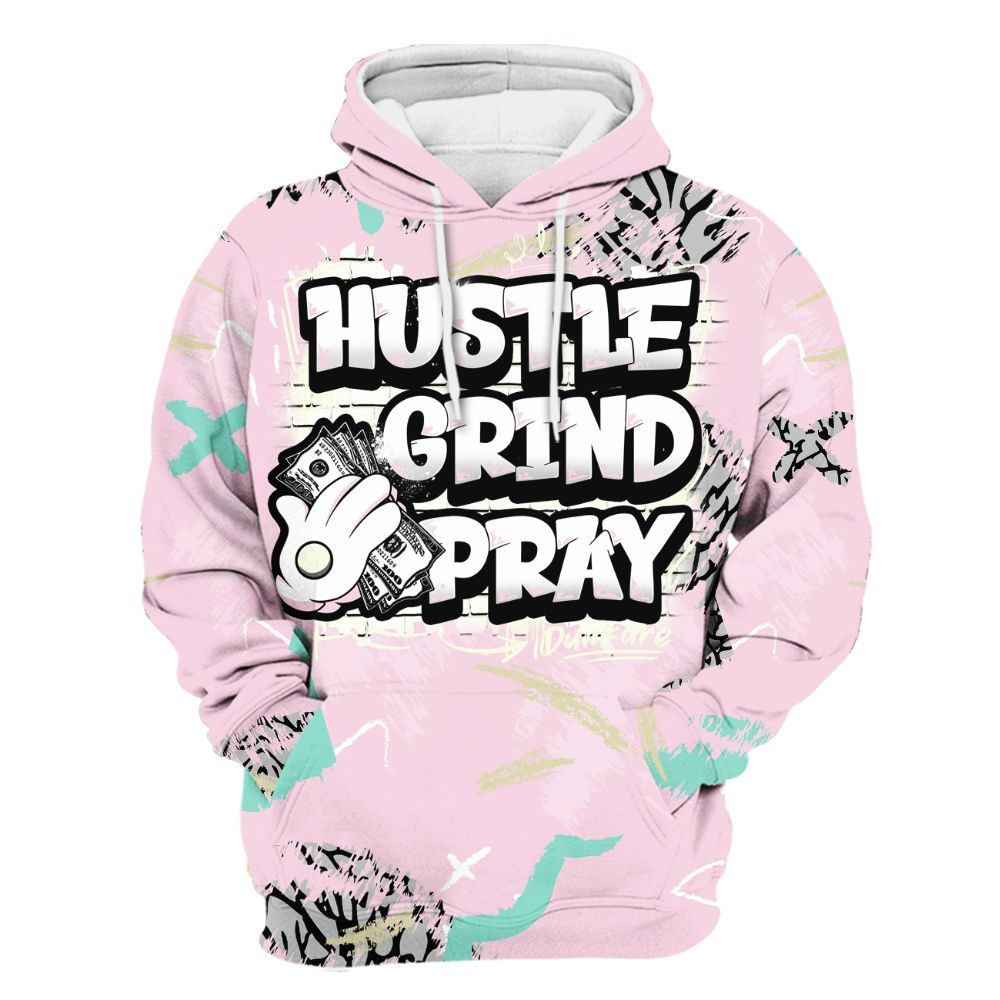 Hoodie To Match Retro Easter 5s - Hustle Grind Pray Retro All Over Print