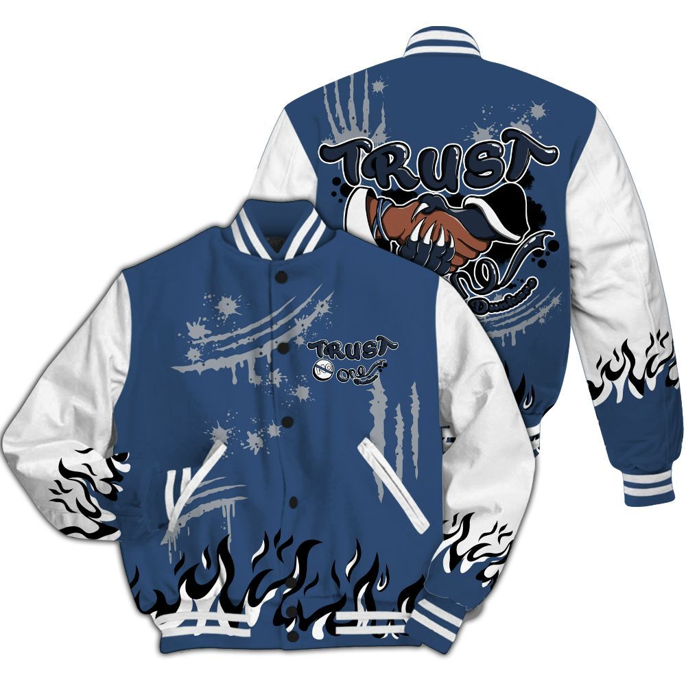 Varsity Jacket To Match Midnight Navy 4s - Graphic Trust No One All Over Print