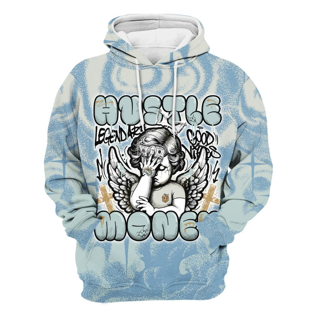 Hoodie To Match Denim Worn Blue 2025 4s - Angel Hustle Money All Over Print