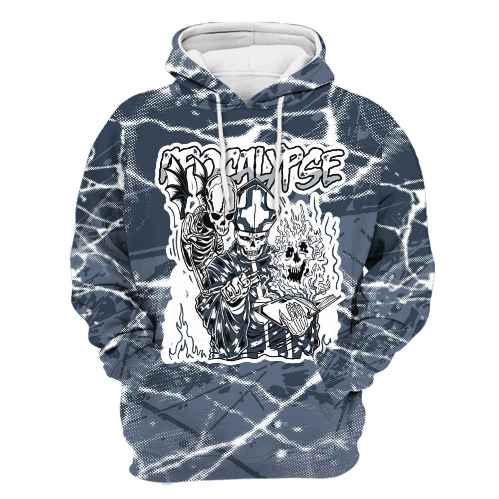 Hoodie To Match Low Diffused Blue 11s - Apocalypse Skeleton Profound All Over Print