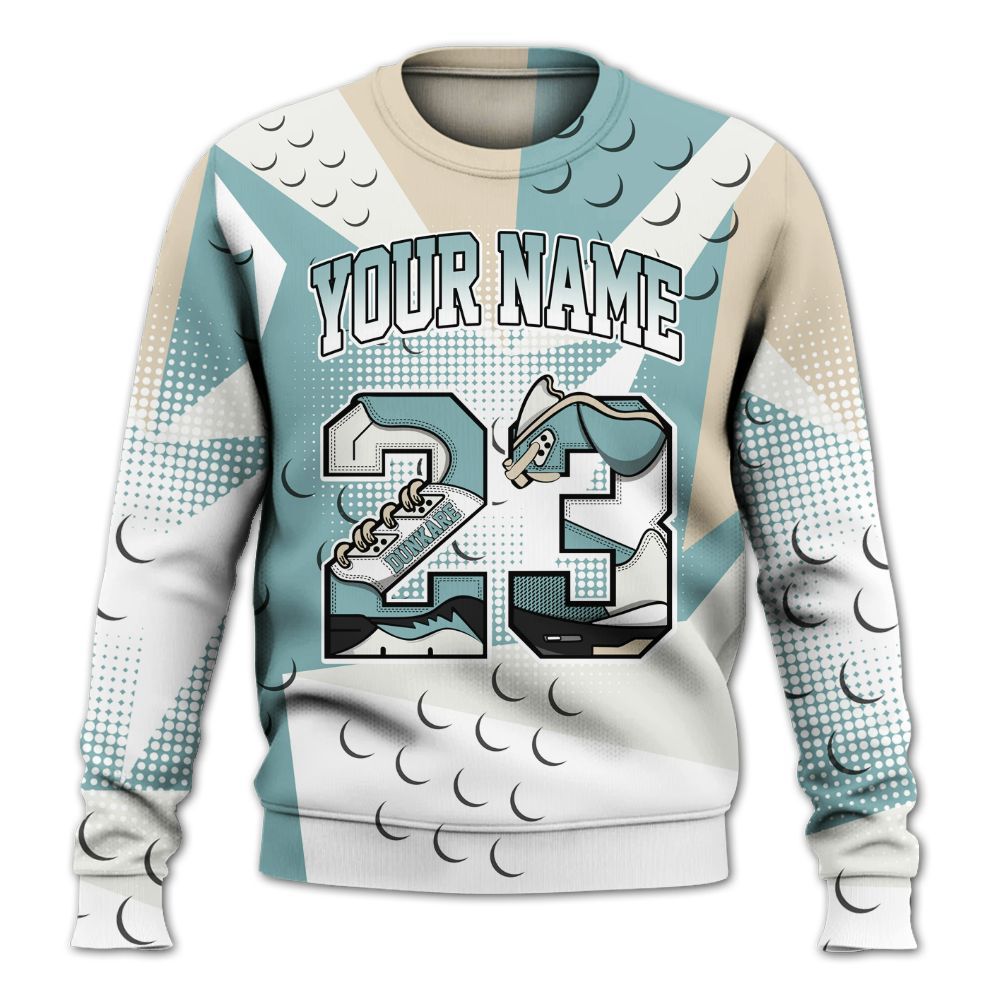 Sweatshirt To Match Dunk Low Glacier Blue Pale Ivory - Poly Custom Name Number 23 5s All Over Print