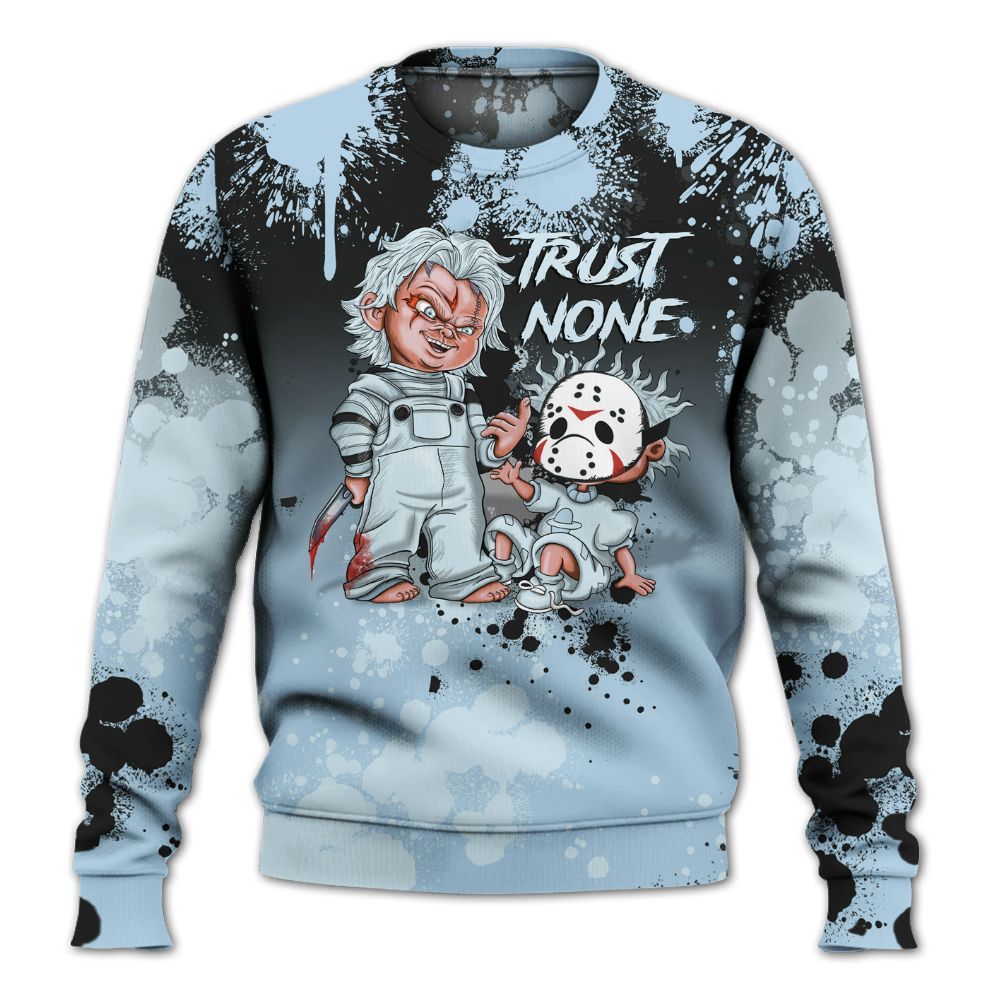 Sweatshirt To Match Foamposite One Psychic Blue - Trust No One Scary All Over Print