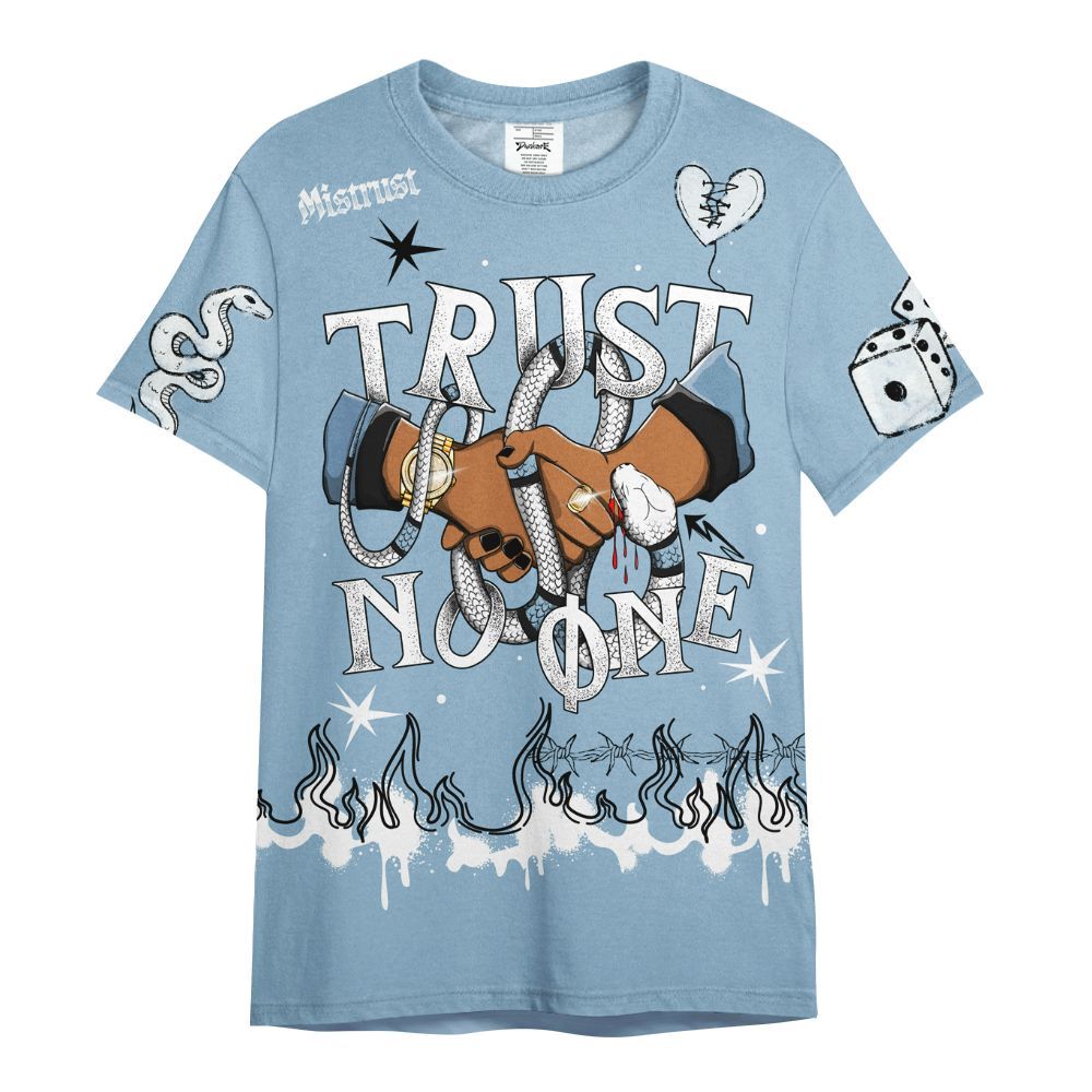 Shirt To Match High University Blue 1s - Trust No One Snake-Bite Doodle Crayon All Over Print