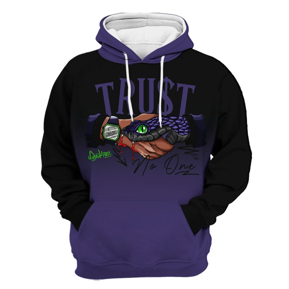 Hoodie To Match Retro Court Purple 13s - Snake Trust No One Drip All Over Print