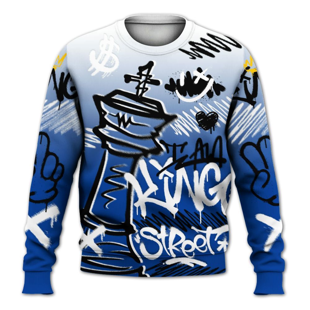 Sweatshirt To Match Hyper Royal 12s - Street King Chess Streetwear All Over Print