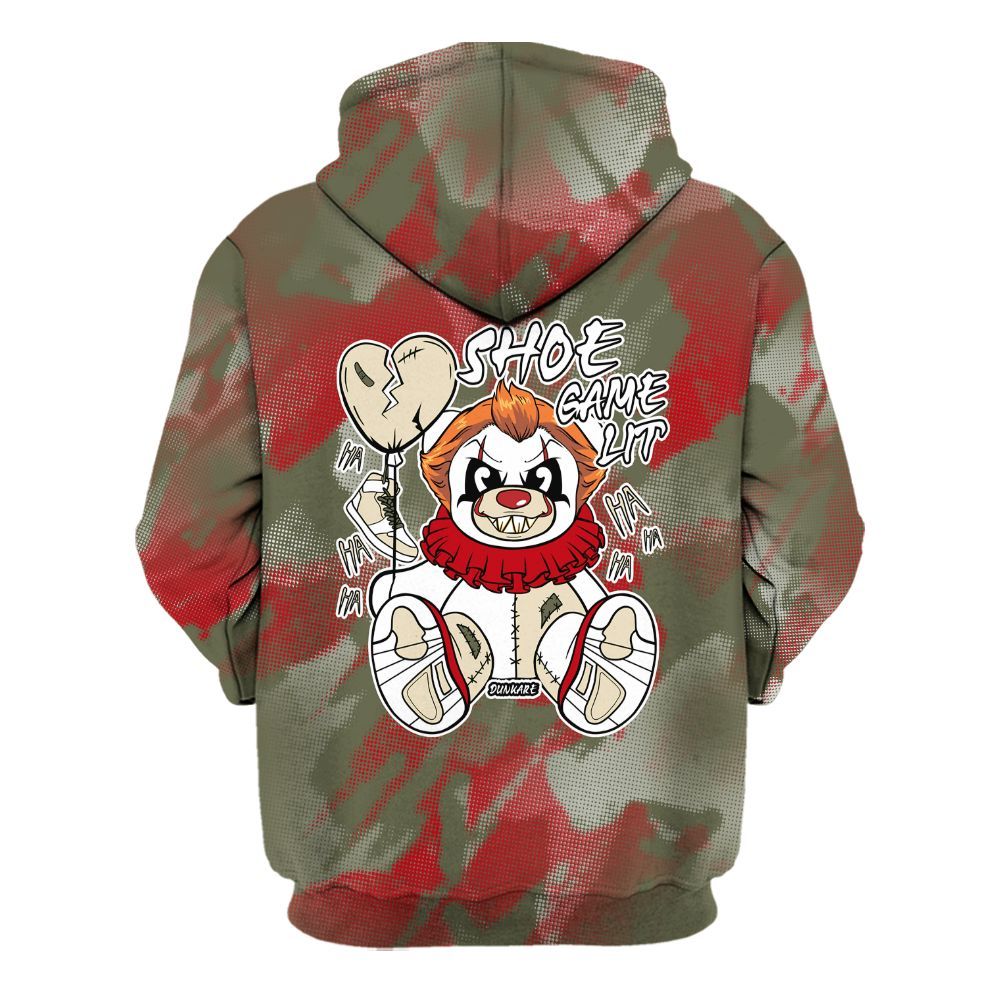 Hoodie To Match Travis Scott Low OG Medium Olive 1s - Shoe Game Bear Abstract Halftone All Over Print