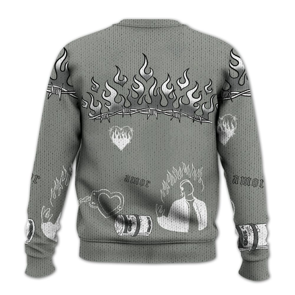 Knitted Sweater To Match Paris Cement Grey 4s - Snake Trust No One