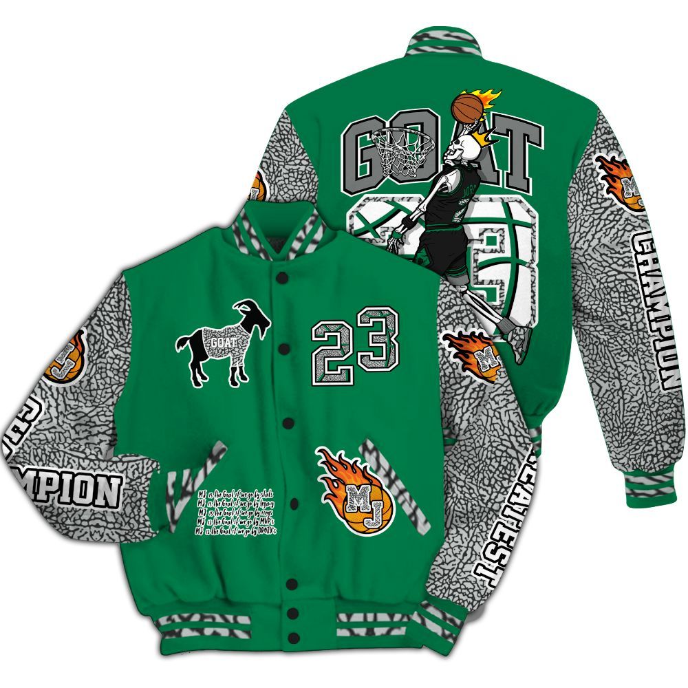 Varsity Jacket To Match Pine Green 3s - 23 G.0.A.T Jump Up Basketball All Over Print