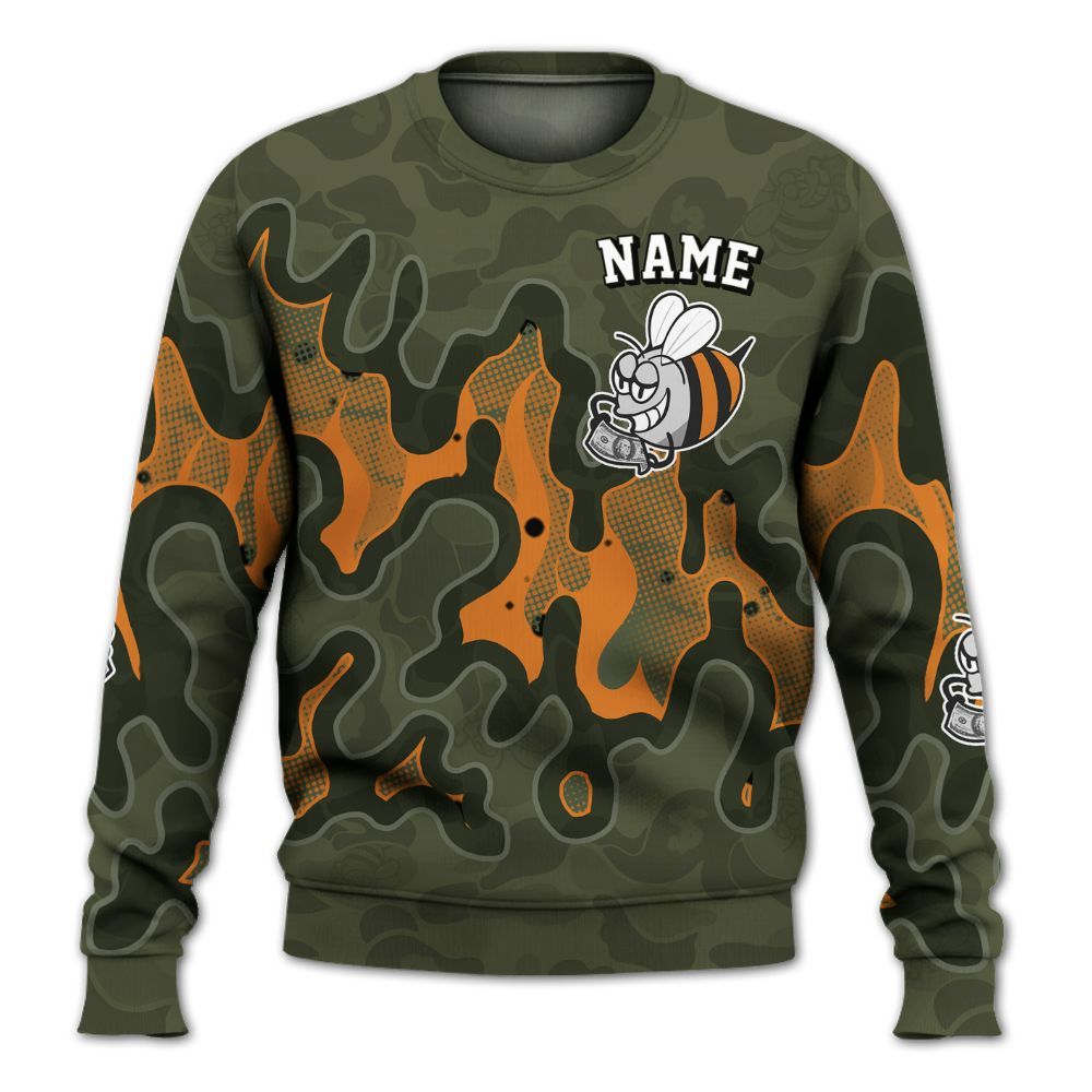 Sweatshirt To Match Olive 5s - No Day Off Graphic Custom Name All Over Print