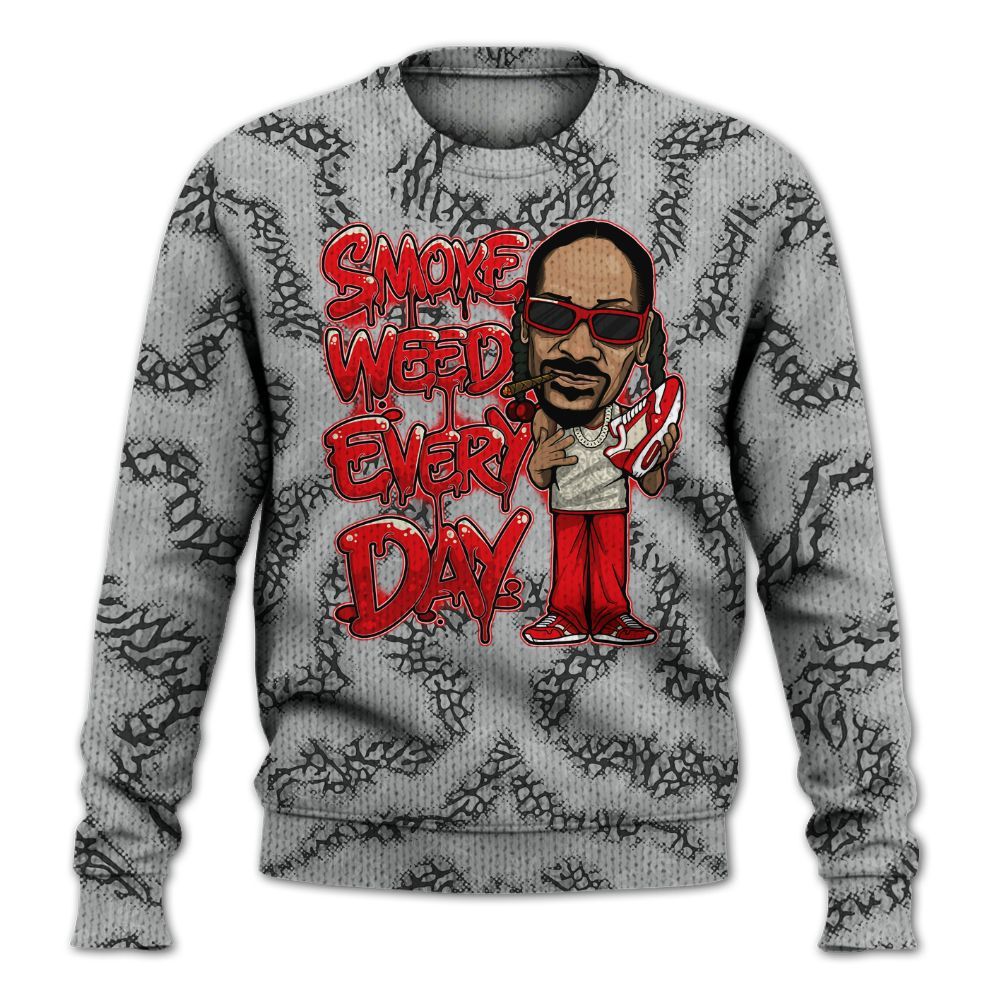 Knitted Sweater To Match Cement Grey 3s - Smoking Every Day Graphic Weeding Art