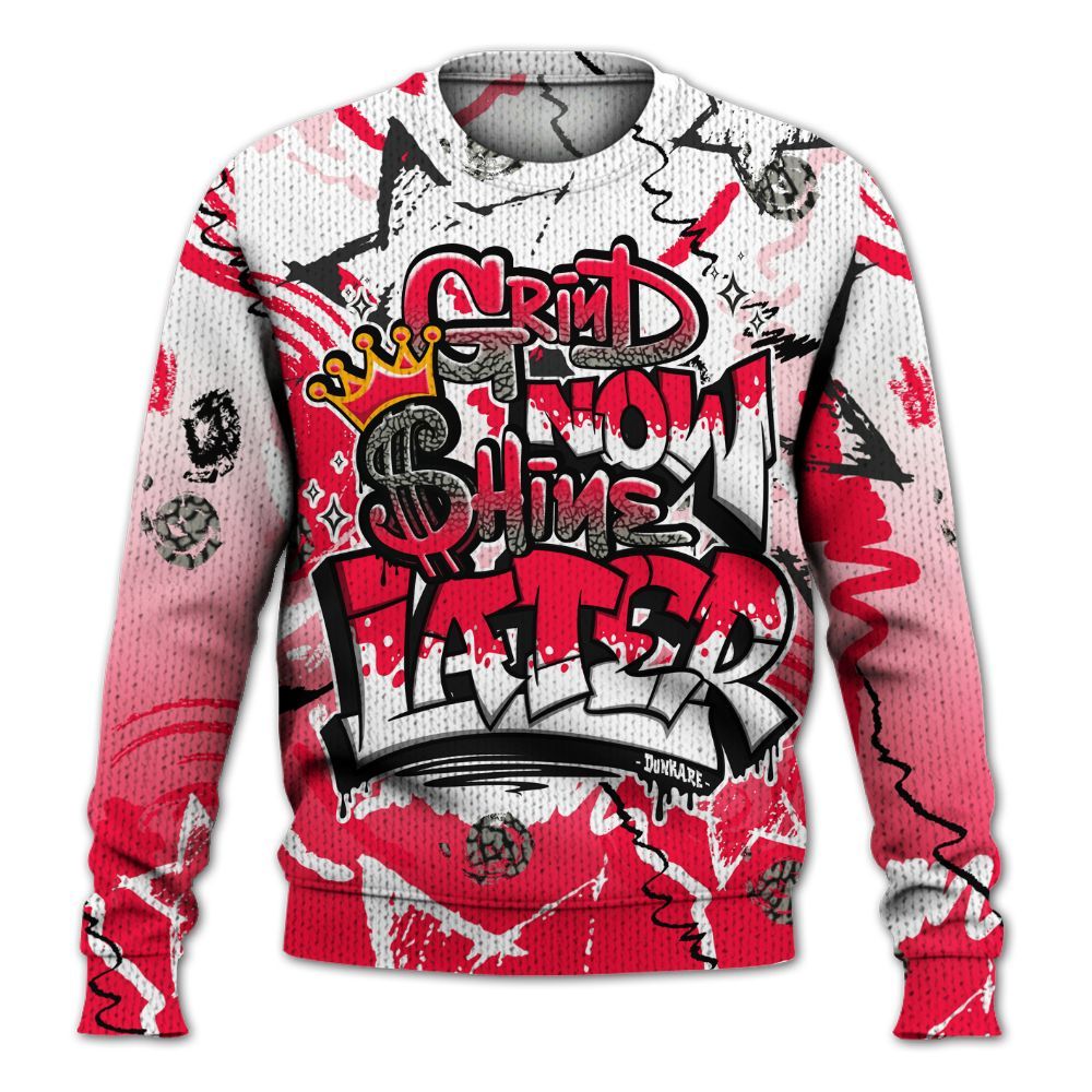 Knitted Sweater To Match Retro Fire Red 3s - Grind Shine Later Drip