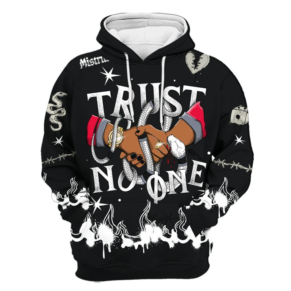 Hoodie To Match Mid Black Metallic 1s - Trust No One Snake-Bite Doodle Crayon All Over Print