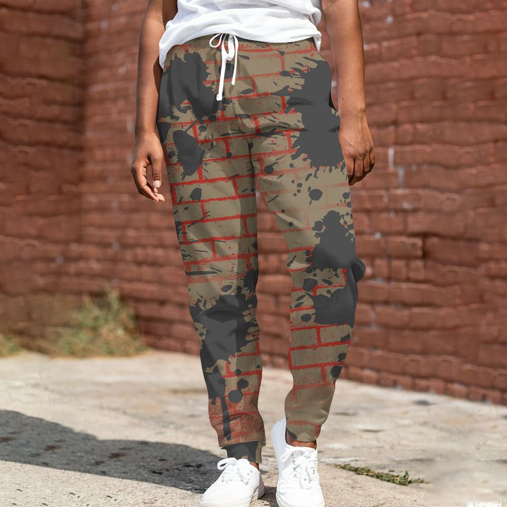 Sweatpant To Match Olive 9s - Brick All Over Print