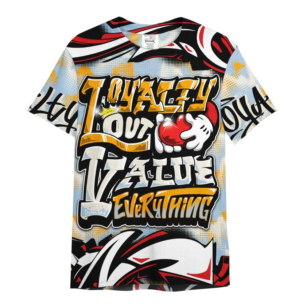 Shirt To Match Retro High OG Pale Ivory Psychic Blue 1s - Loyalty Out Value Graffiti All Over Print