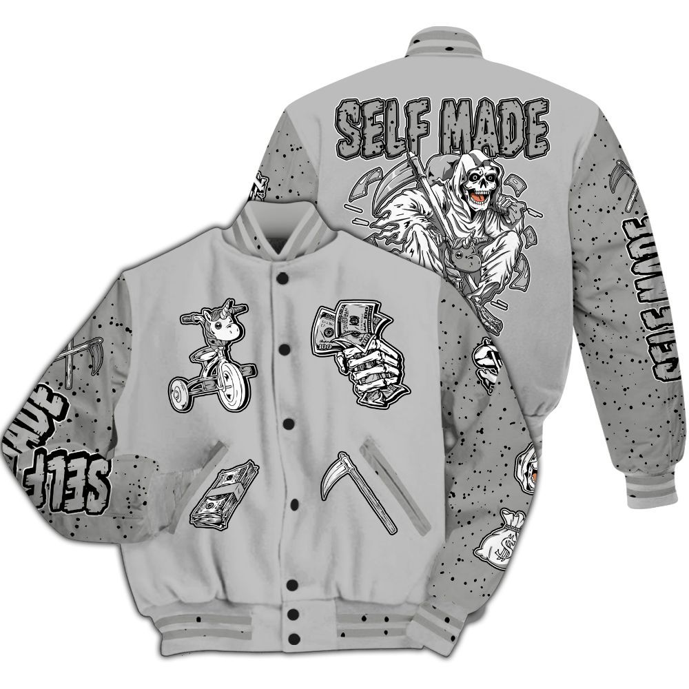 Varsity Jacket To Match Retro White Oreo 4s - Self Make Skeleton All Over Print