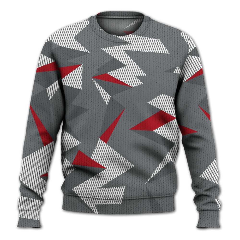 Knitted Sweater To Match Retro Fire Red 9s - Geometric Camouflage Pattern