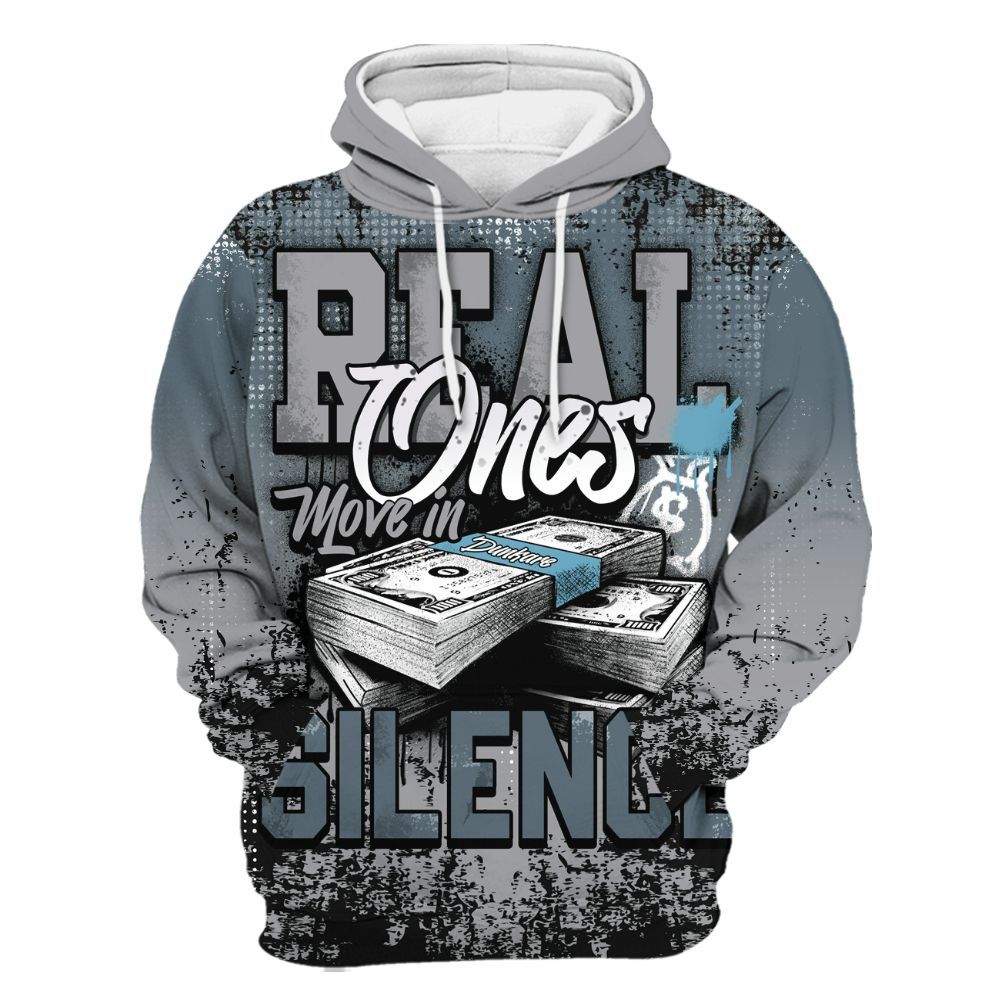 Hoodie To Match Retro Light Graphite Wolf Grey 5s - Move In Silence Money Street Retro All Over Print