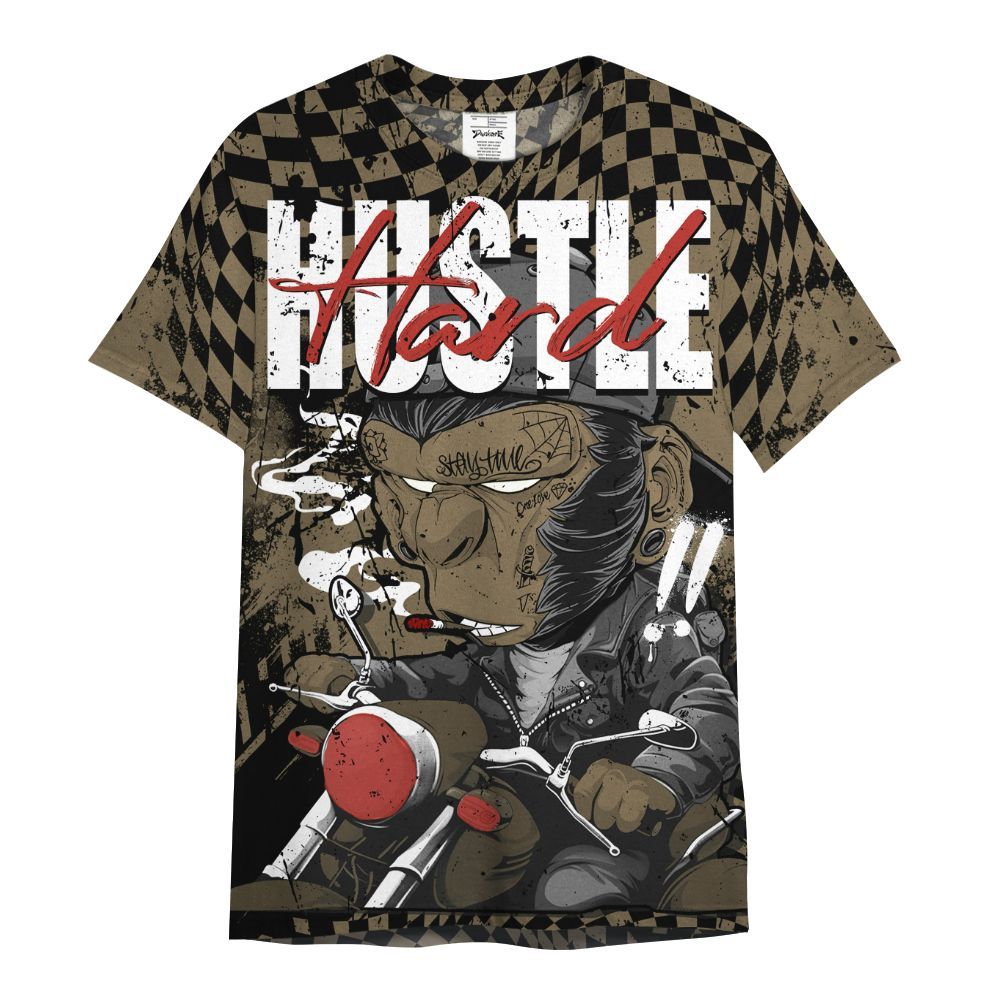 Shirt To Match Olive 9s - Hustle Hard Monkey All Over Print