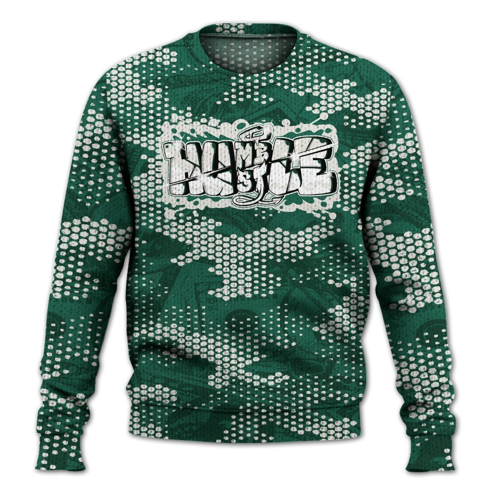 Knitted Sweater To Match Oxidized Green 4s - Humbled Hustles Graphic Banknotes