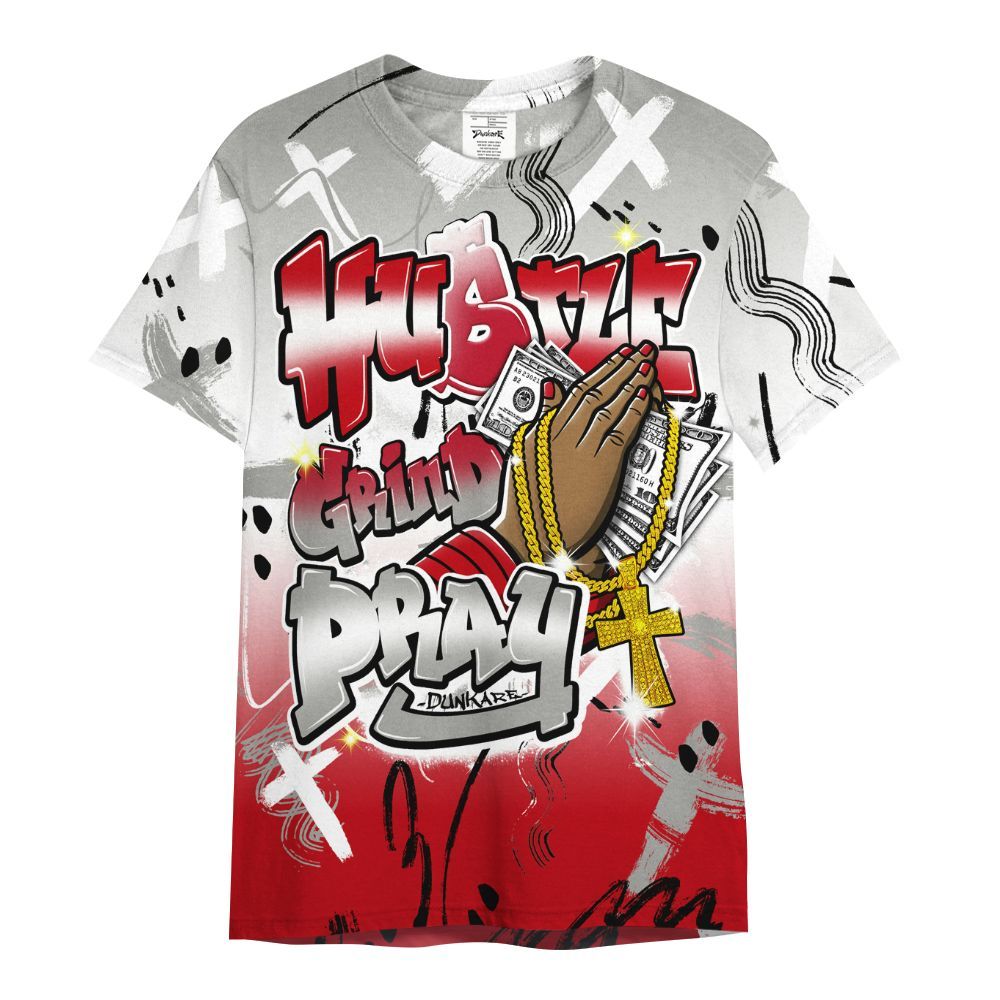 Shirt To Match Air Griffey Max Gray Reds 1s - Money Hustle Grind Pray All Over Print