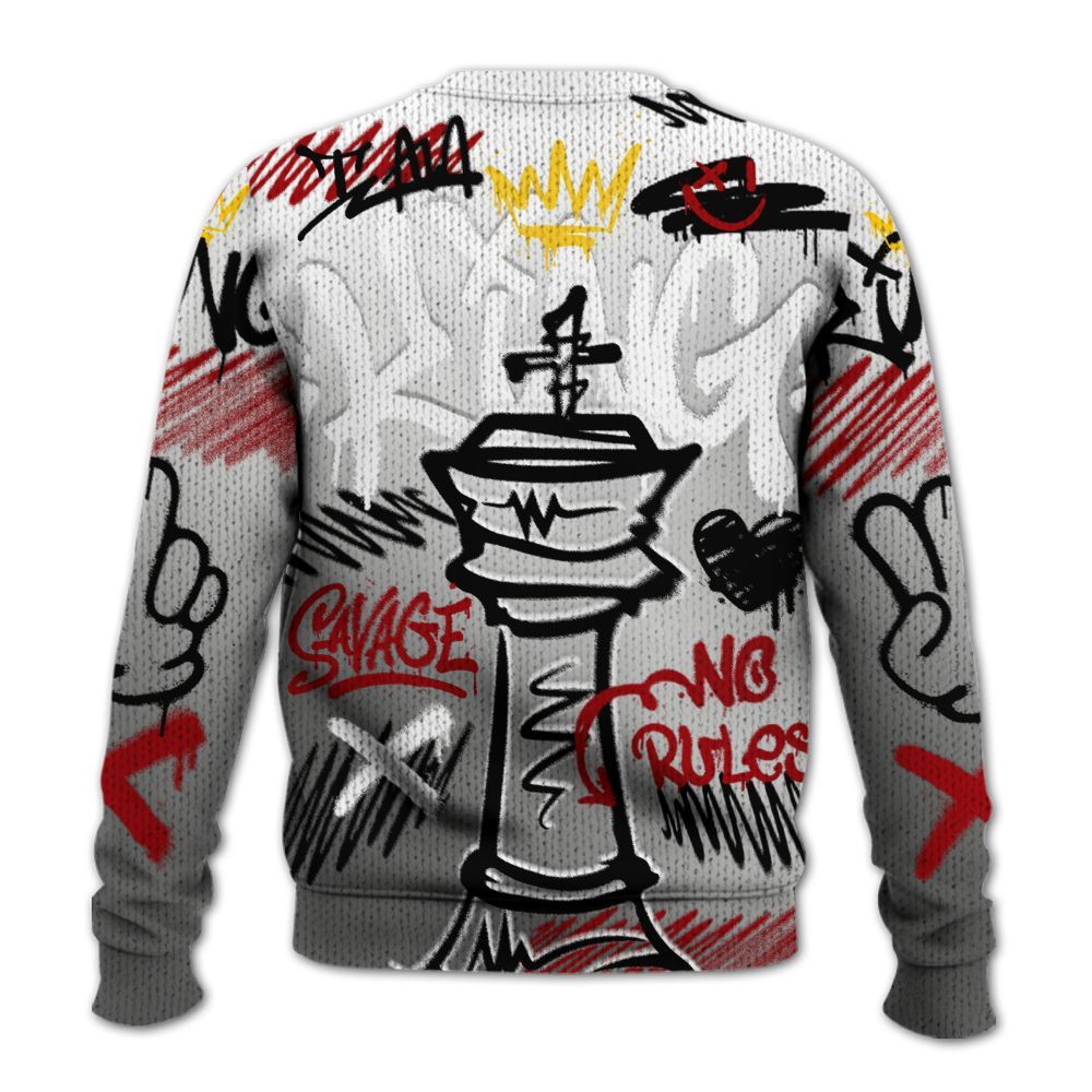 Knitted Sweater To Match Metallic Silver 14s - Street King Chess Streetwear