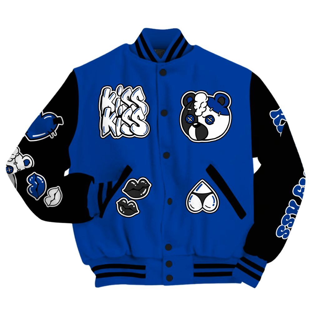 Varsity Jacket To Match Hyper Royal 12s - Kiss My Hugz All Over Print