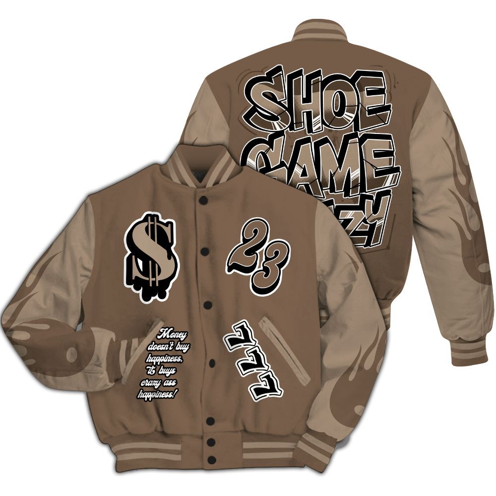 Varsity Jacket To Match Dark Mocha Jack - Shoe Game Crazy Graphic All Over Print