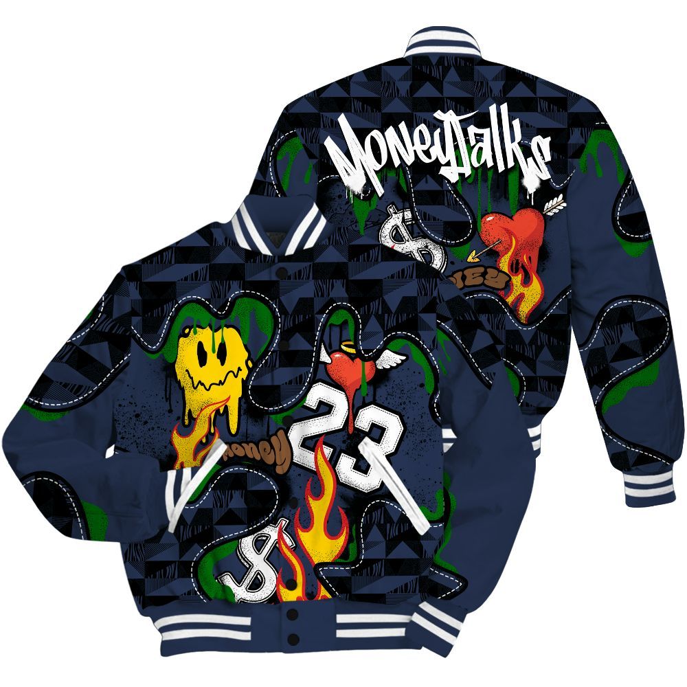 Varsity Jacket To Match Midnight Navy 13s - 23 Smile Burning Heart All Over Print