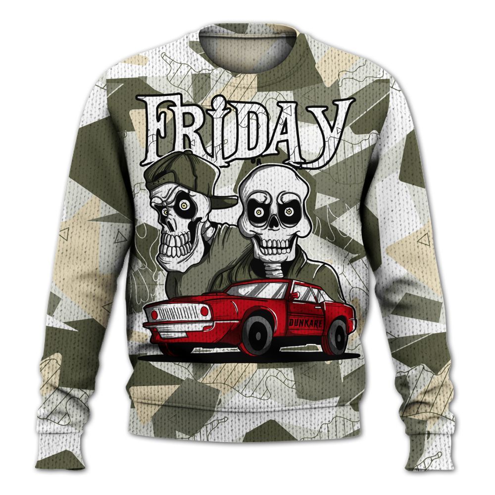 Knitted Sweater To Match Low OG Medium Olive 1s - Friday Funny Retro