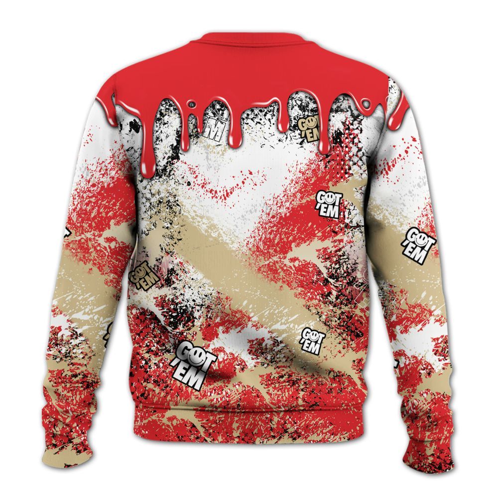 Sweatshirt To Match Prime 93 Fire Red - Dripping 23 Drip All Over Print