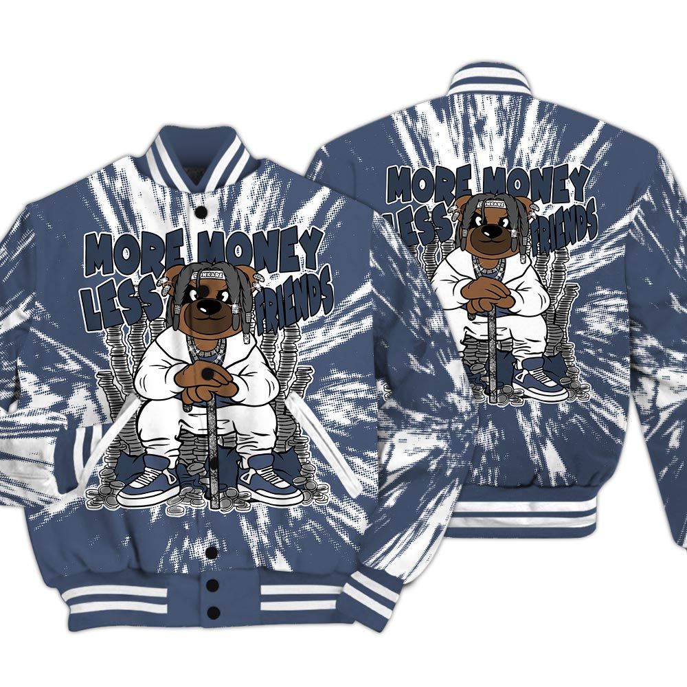 Varsity Jacket To Match Low Diffused Blue 11s - More Moneys Bear Luxury Varsity Jacket Unisex