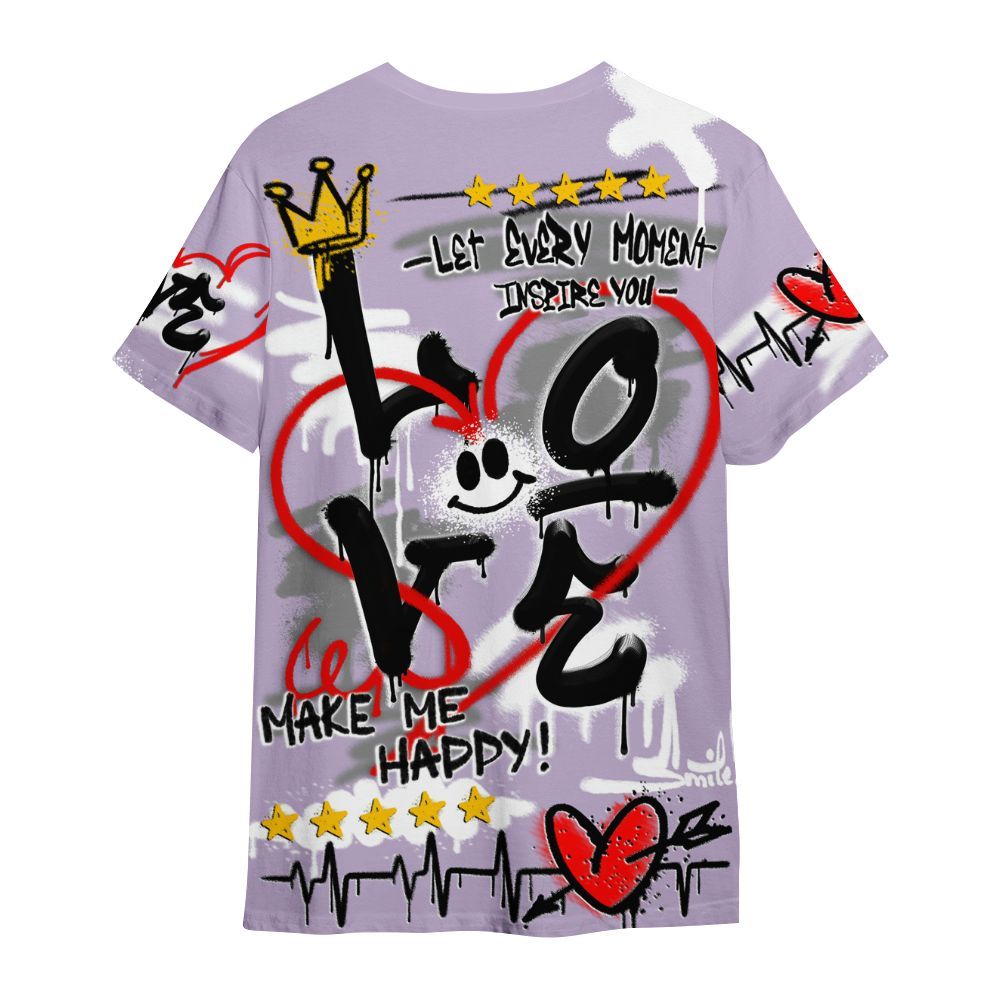 Shirt To Match Low Pure Violet 11s - Happy Love Beats Graffiti Streetwear All Over Print
