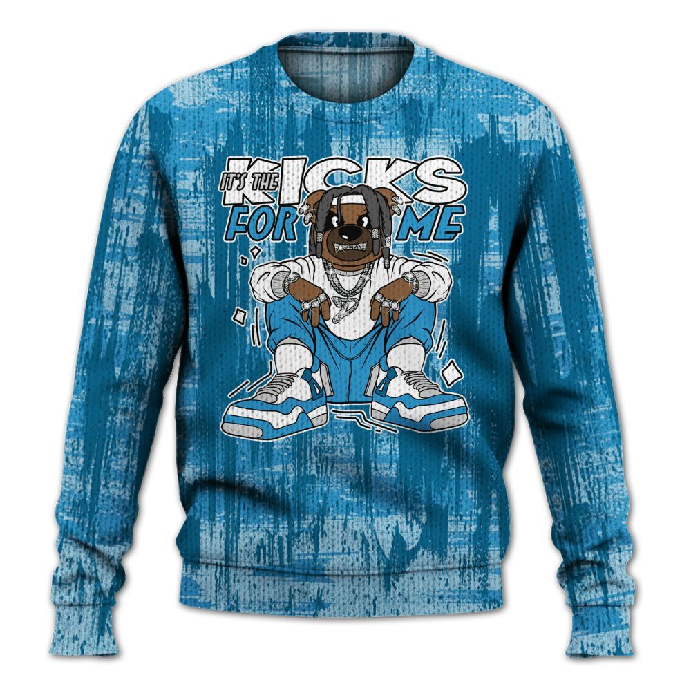 Knitted Sweater To Match Powder Blue 9s - Sneakers Bear Glitch Art