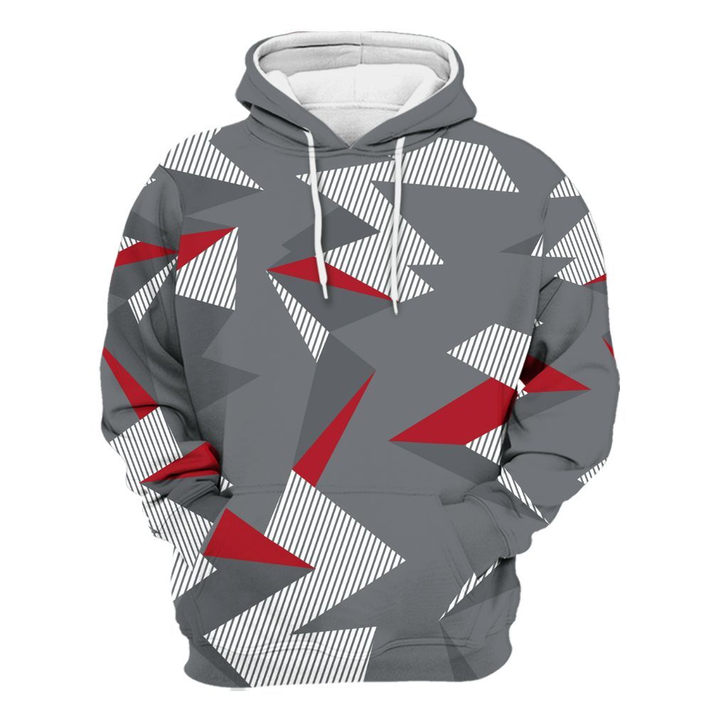 Hoodie To Match Retro Fire Red 9s - Geometric Camouflage Pattern All Over Print