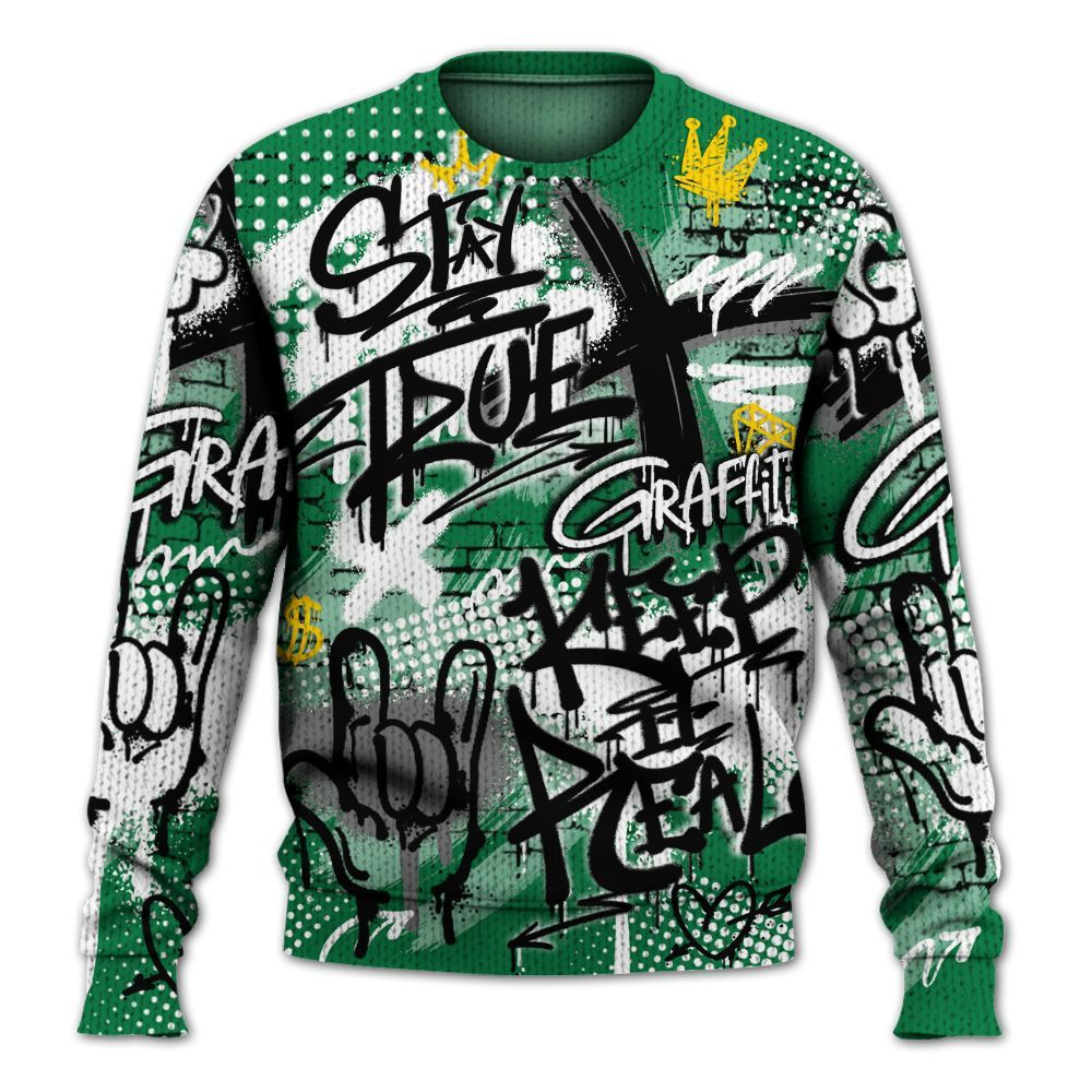 Knitted Sweater To Match Pine Green 13s - True It Real Graffiti Streetwear
