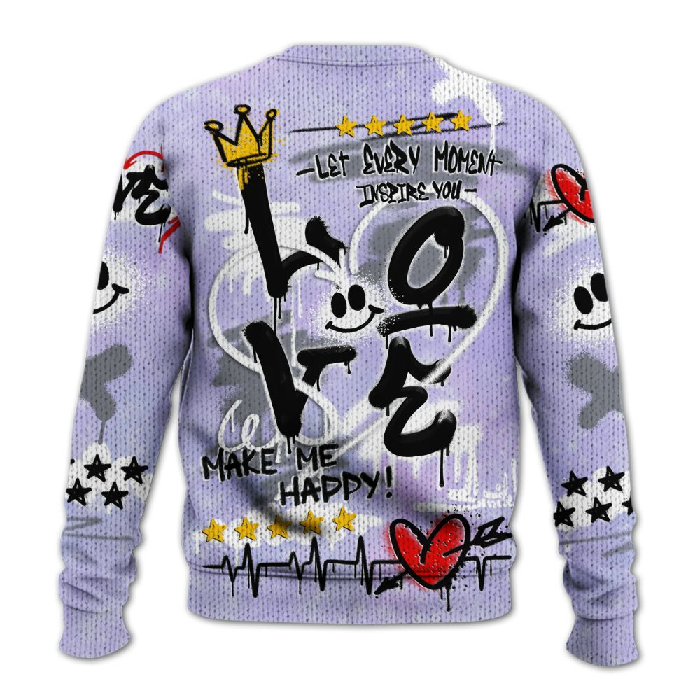 Knitted Sweater To Match Zen Master 4s - Happy Love Beats Graffiti Streetwear