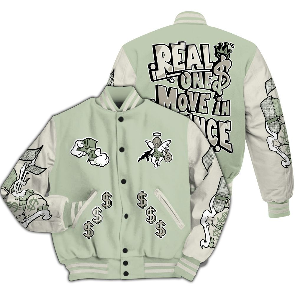 Varsity Jacket To Match Seafoam Sail 4s Varsity - Ones Move In Silence Graphic All Over Print