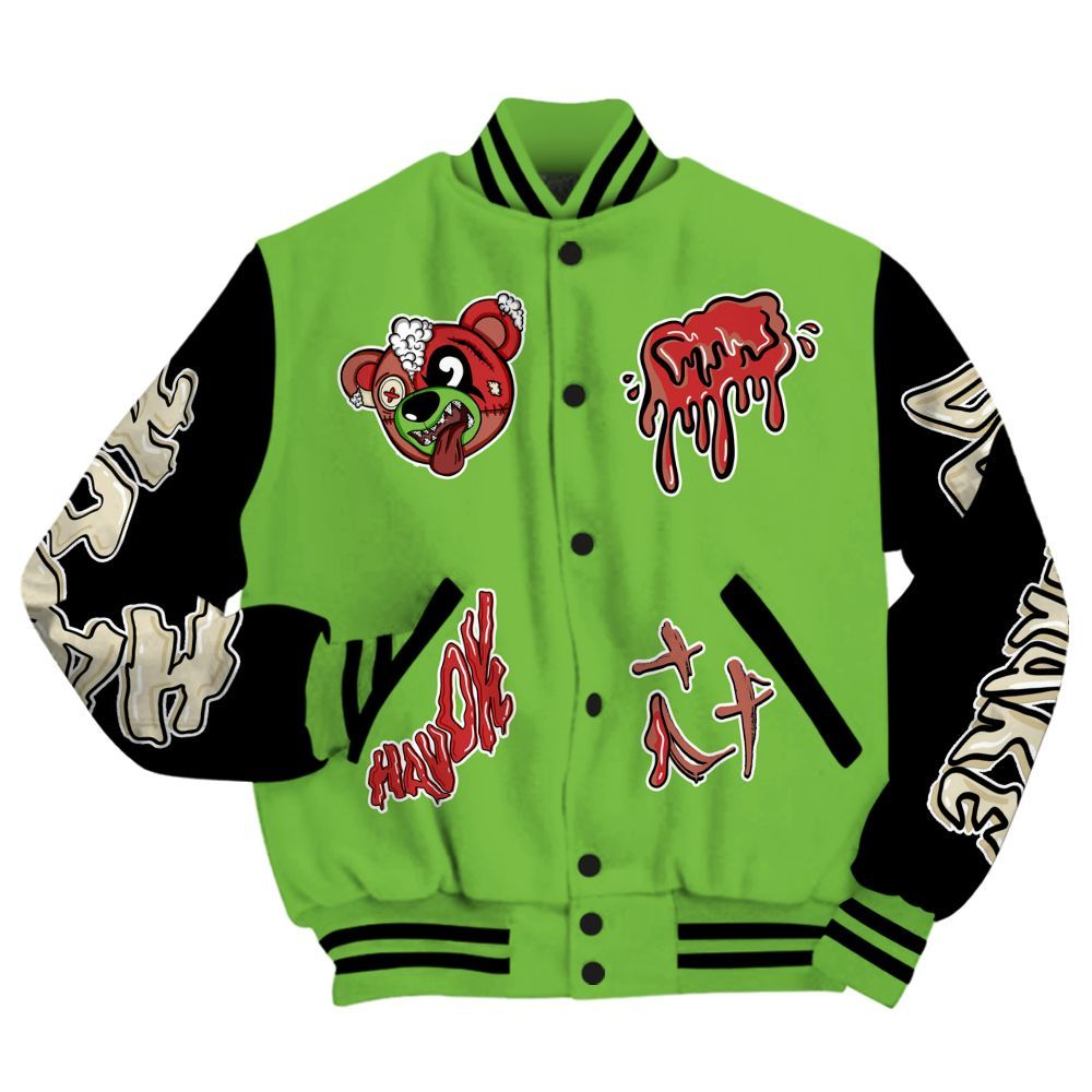 Varsity Jacket To Match Air Max Waffle SP Action Green - Havok Bear All Over Print