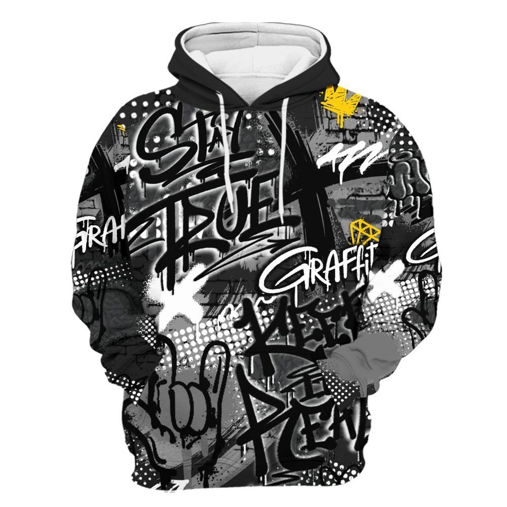 Hoodie To Match Black Cat 3s - True It Real Graffiti Streetwear All Over Print