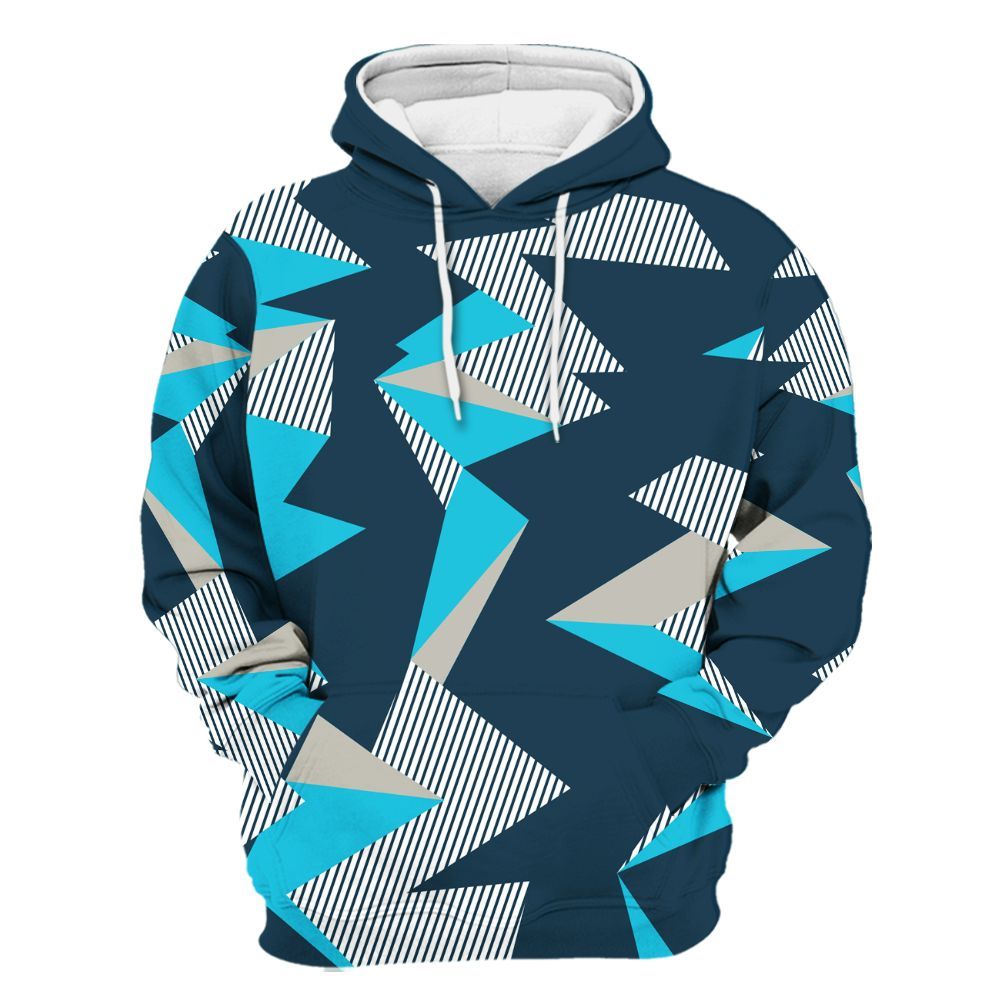 Hoodie To Match Air Navy Baltic Blue - Geometric Camouflage Pattern All Over Print