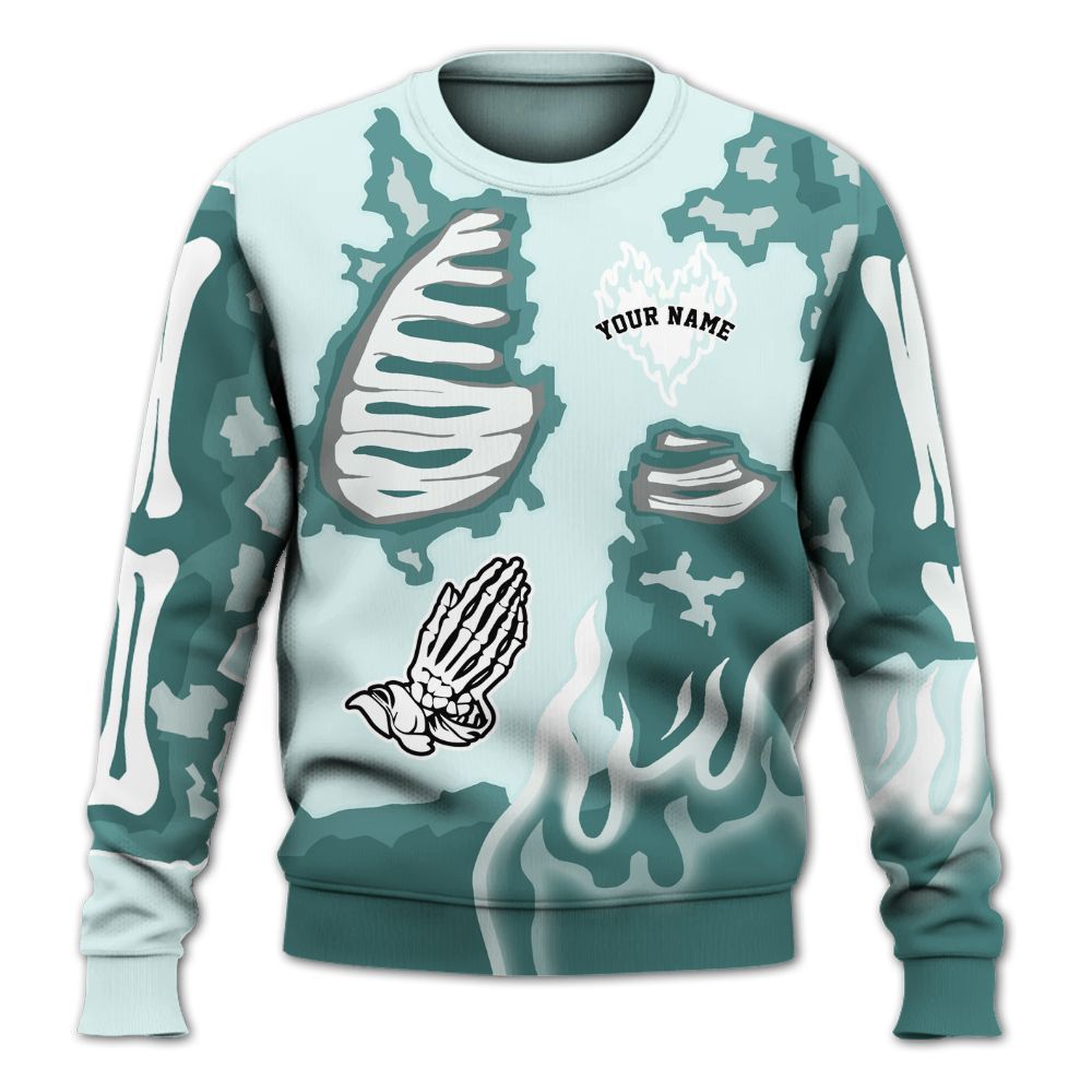 Sweatshirt To Match KD 4 Easter Mint Candy - Dislike Us Burning Custom Name All Over Print