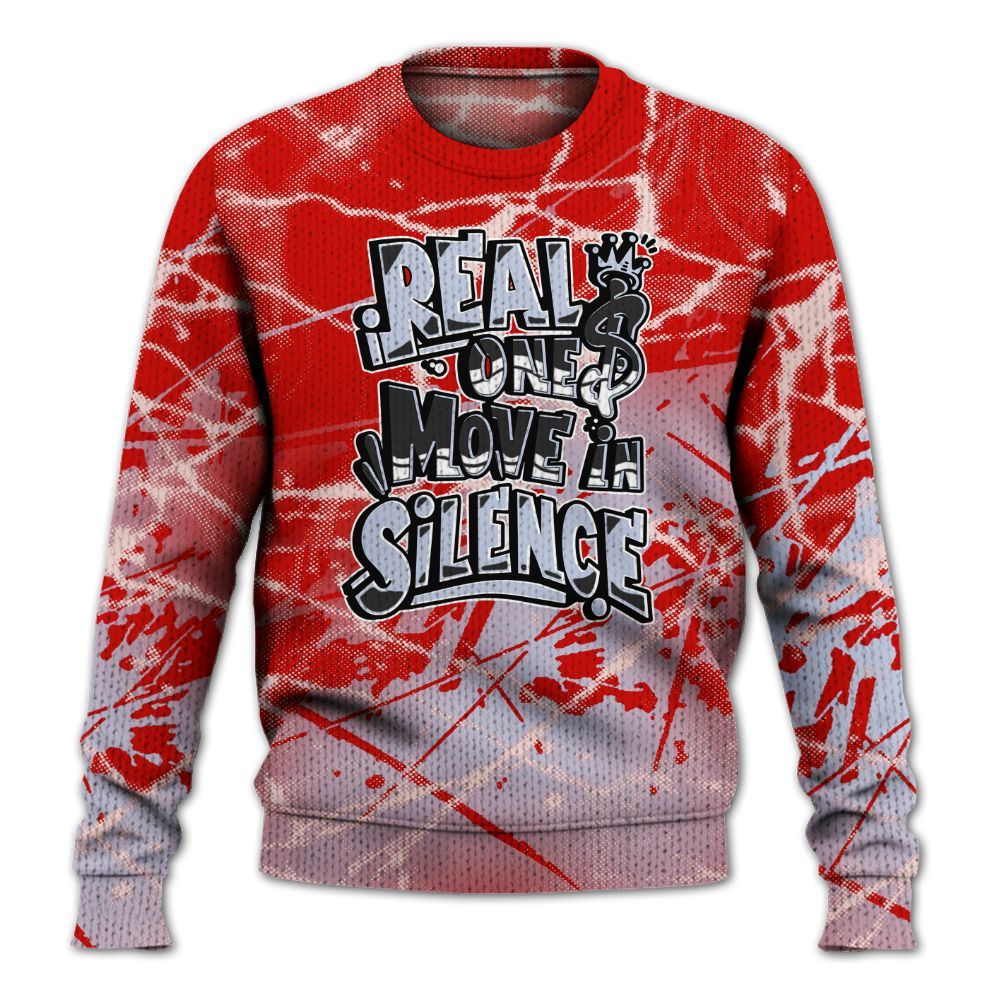 Knitted Sweater To Match Fire Red 6s - Ones Move In Silence Graphic